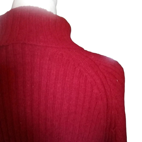 Sundance Red Cotton Silk Blend Rib Knit Turtleneck Sweater Size Small - Picture 6 of 7